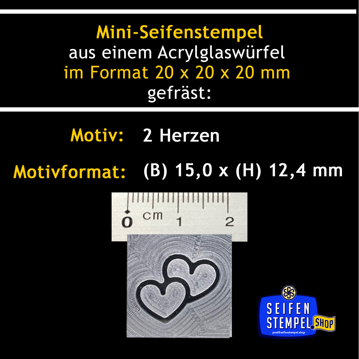 Mini Seifenstempel "2 Herzen"